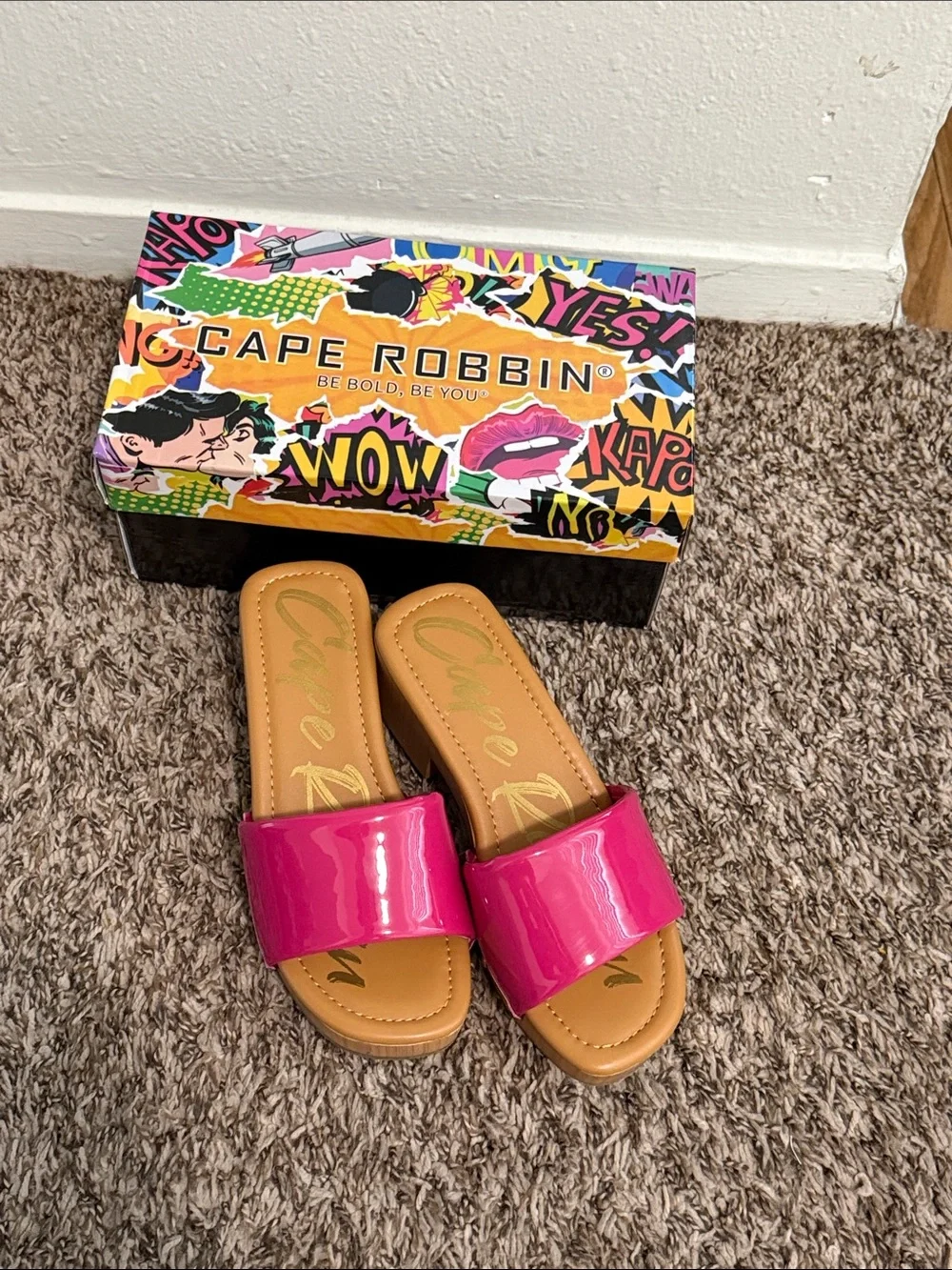 Cape Robbin Hot Pink Patent Slide Mule